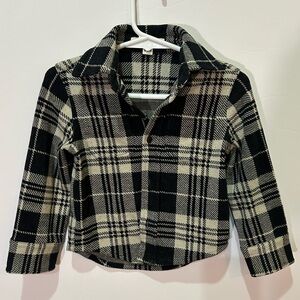 Quince Kids Plaid Button Down Shirt - Black and Cream 18-24 months